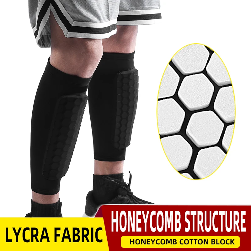 Outdoor sports football honeycomb anti-collision calf protection Lycra breathable protective equipment compression calf cover