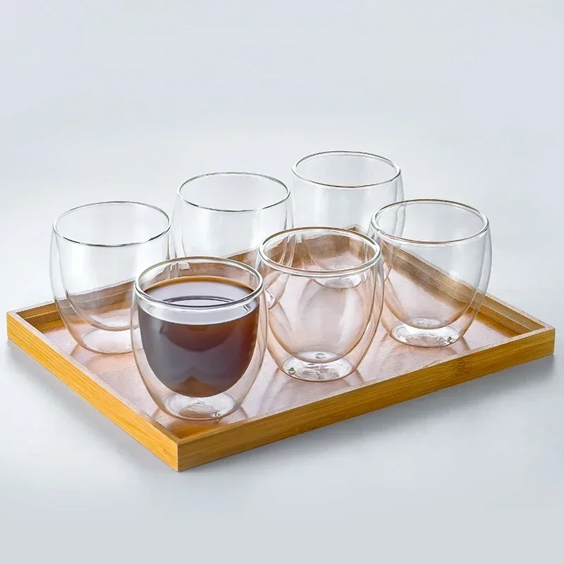 Heat-resistant Double Wall Glass Cup 80/250/350/450ml Beer Espresso Coffee Cup Set Handmade Beer Mug Tea glass Cups Drinkware