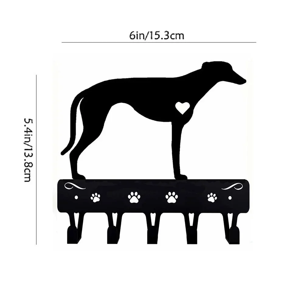 Greyhound Key Holder & Dog Leash Hanger: Decorative Iron Craft for Wall-Mounted Hooks Organizer in Home