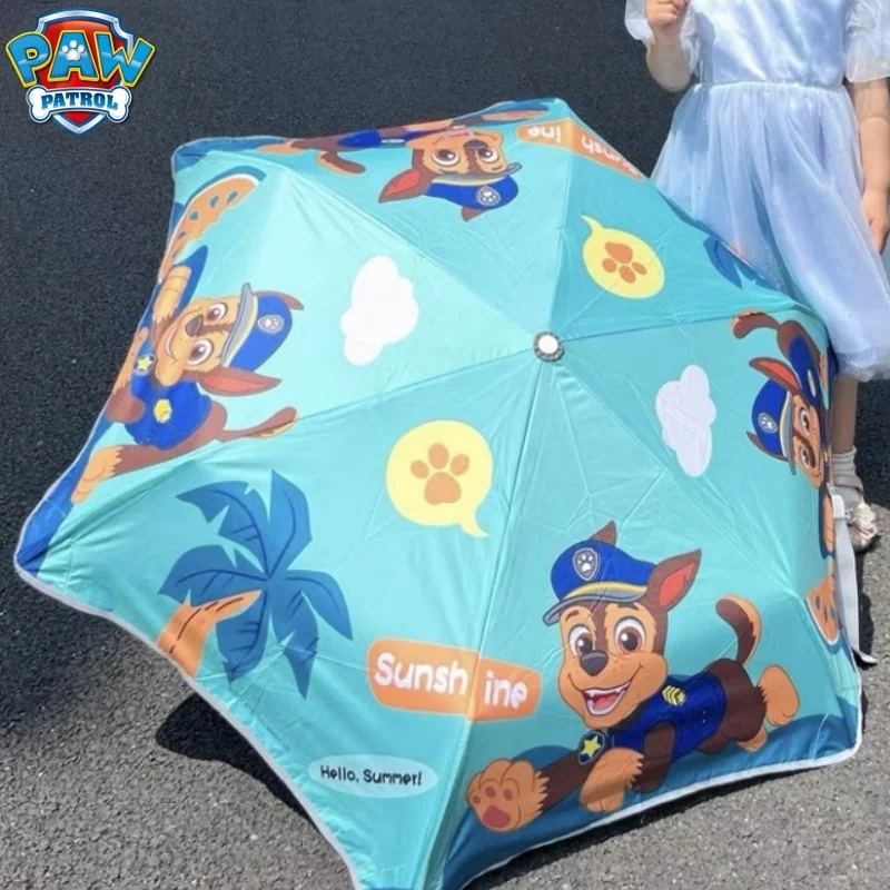 2024 Paw Patrol Umbrella Cartoon Chase Skye Rubble Sunshade Umbrella Rainy Weather Folding Umbrella Children'S Birthday Gift