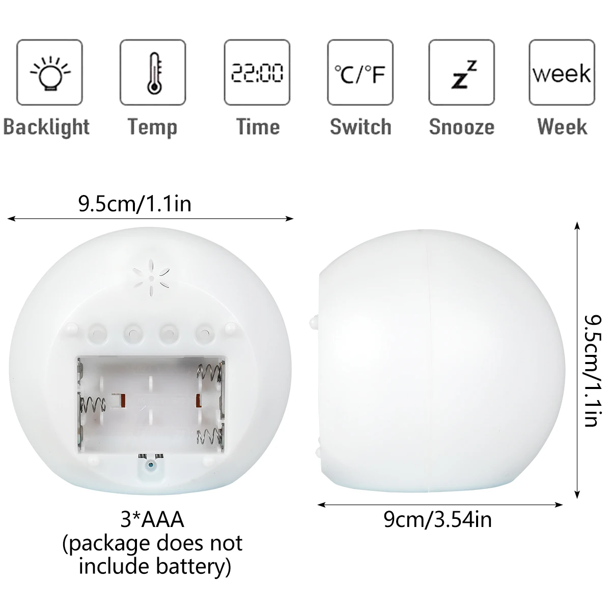 Children\'s Alarm Clock LED with 7-color night light bedside clock with room temperature digital clock battery powered bedroom