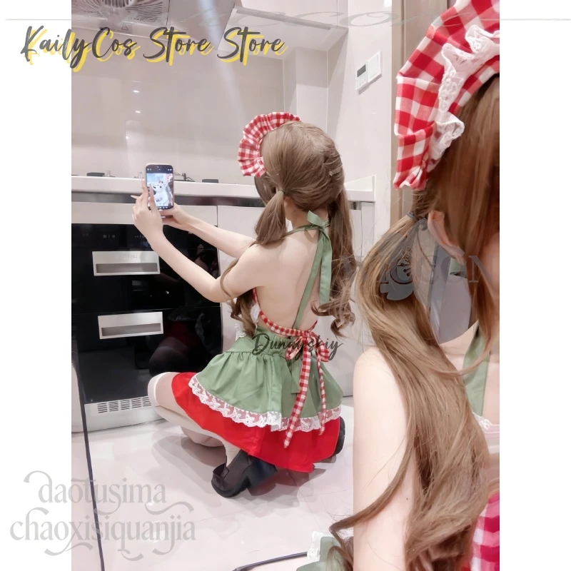 لطيف الفراولة مثير الرسن تنورة قصيرة قطعتين عيد الميلاد تأثيري حلي جيراي كي بنات حفلة لوليتا أنيمي التصميم الأصلي #4