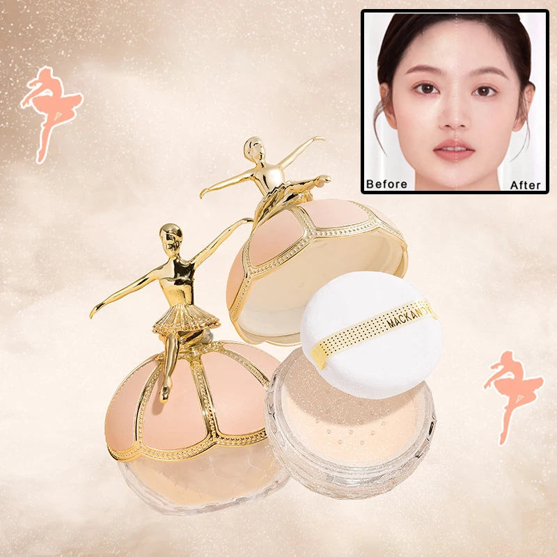 Large Capacity Ballerina Compact Translucent Setting Powder Waterproof Oil Control High Coverage Loose Powder Makeup Cosmetics