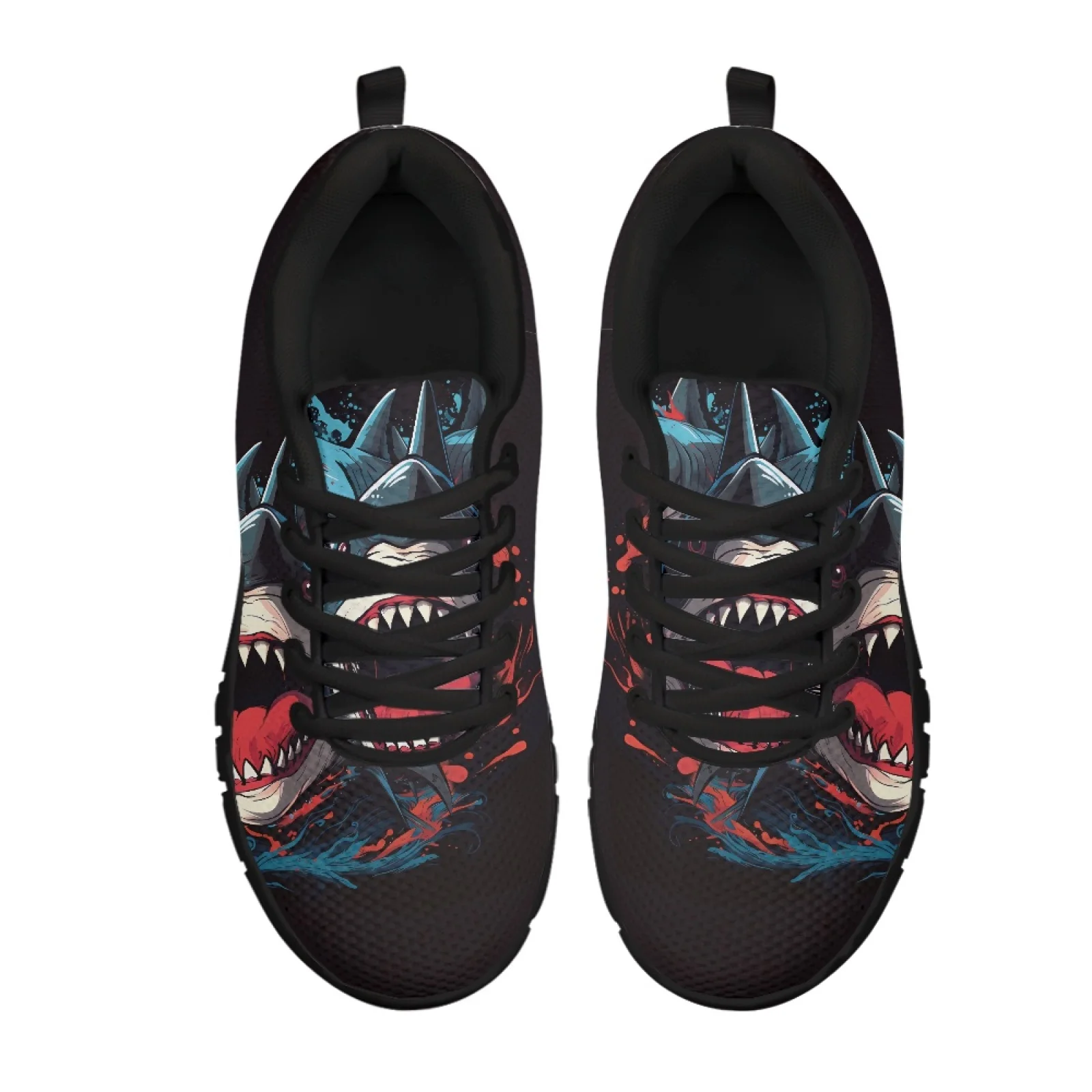 Coloranimal Shark Pattern Mens Cushioned Jogging Shoes for Long Standing Hospital Floor Non Slip Womens Athletic Shoes