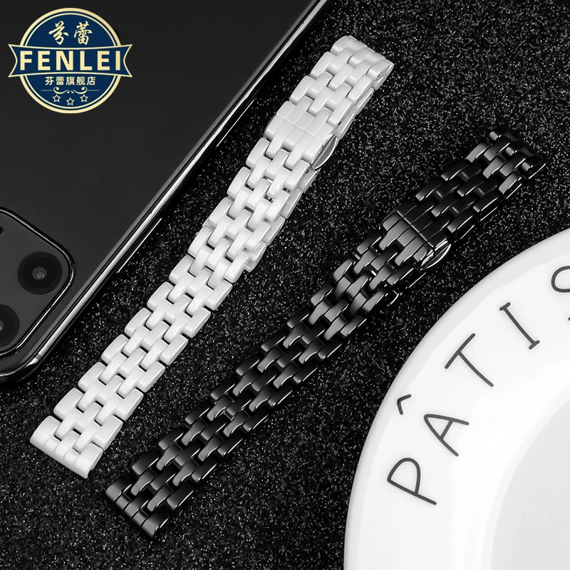 Voor Armani Ar1485/1486/1487/1479/1480 Horlogeband Zwart Wit Keramische Horlogeband 14Mm Platte Mond Hoge Kwaliteit Horlogebandje