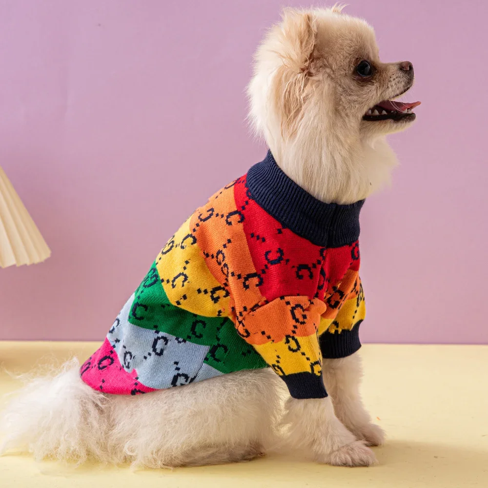 

Famous Luxury Brand Designer Dog Warm Sweater Thicken Pet Clothes for Fall and Winter Dog Coat for French Bulldog Schnauzer