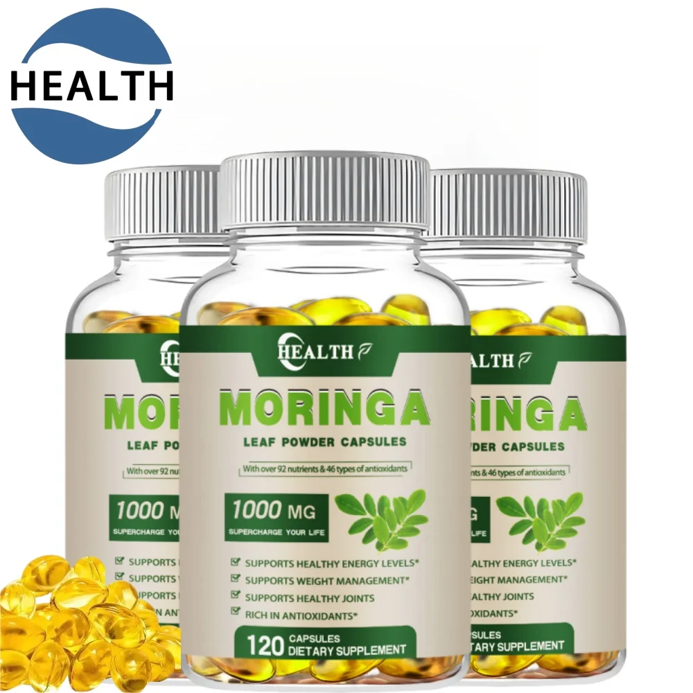 

Moringa Oleifera 1000 mg Capsules Extra Potency 50:1 Extract Energizing Antioxidant, 60/120 Vegetarian Capsules