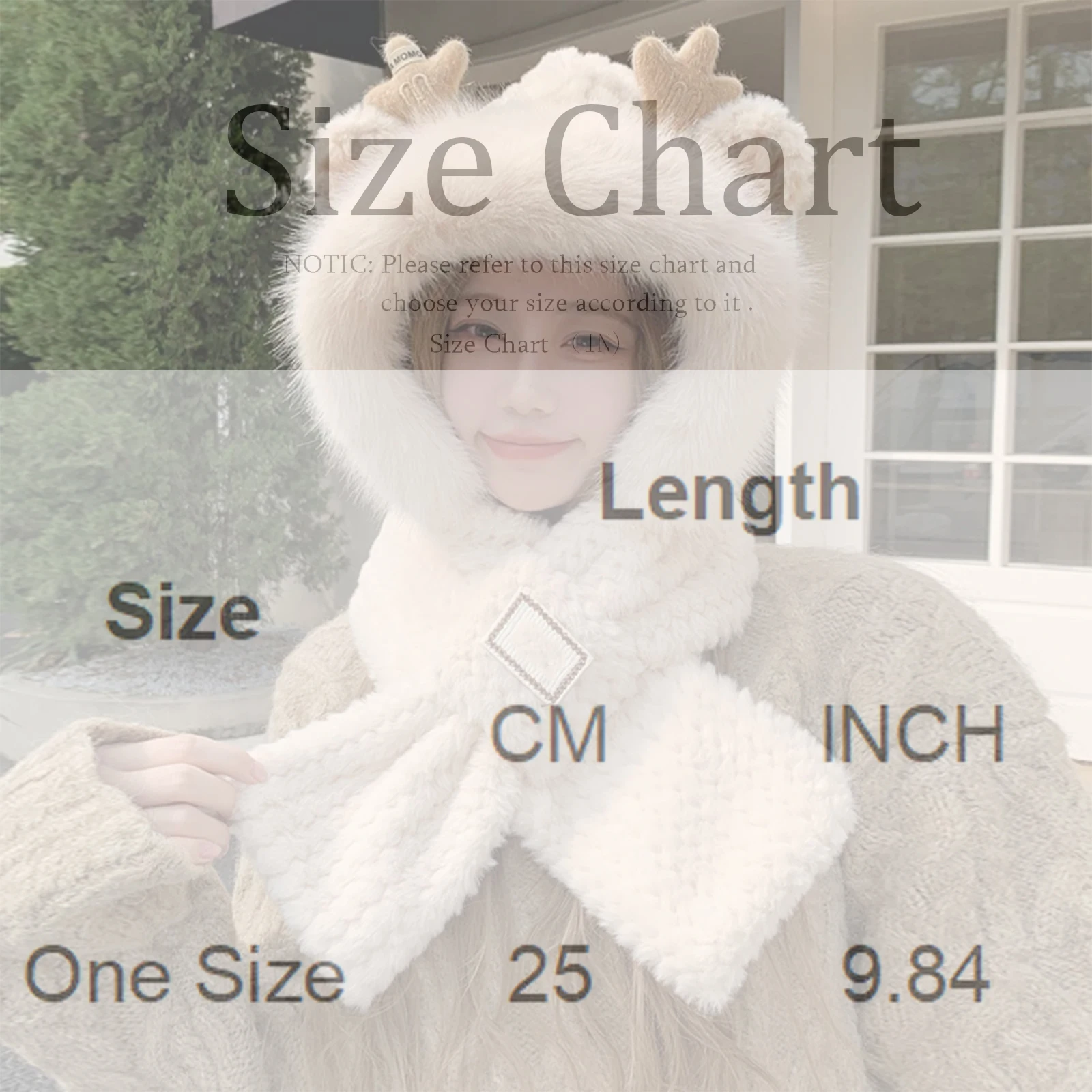 جميل الشتاء قبعة تدفئة وشاح مجموعة النساء فو الفراء قبعة الشتاء الدافئة الوالدين الرقبة دائرة وشاح تزلج الثلوج قبعة قبعة محبوك قبعات الرأس #6
