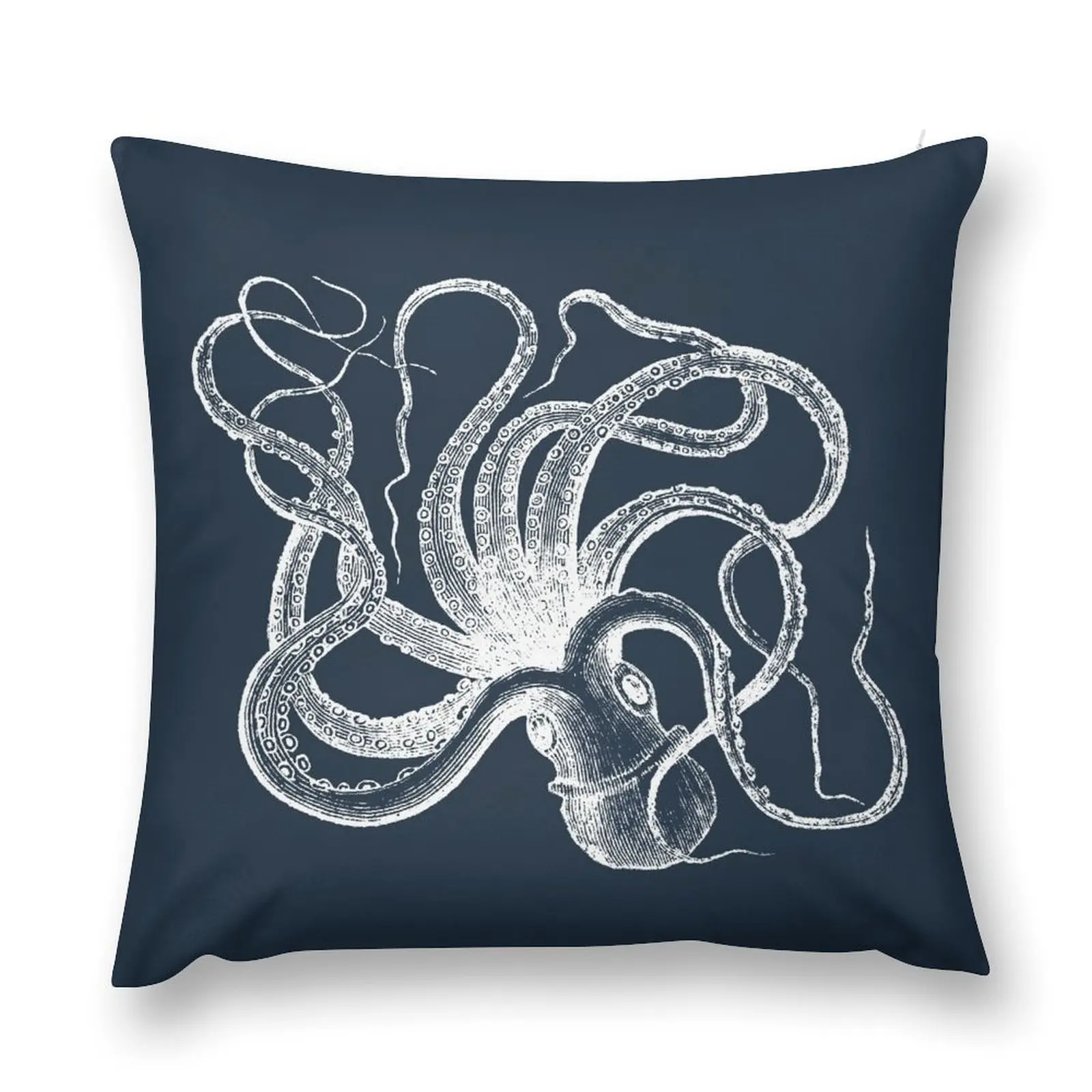 Vintage Octopus Kraken Engraving Throw Pillow Sofa Cushions Covers Plaid Sofa pillow