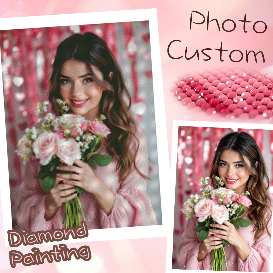 

Diamond Painting Custom Photo Unique Gift 5d Diamond Art Full Round Flower Personalized portrait Diamond Art Painting Kits Home