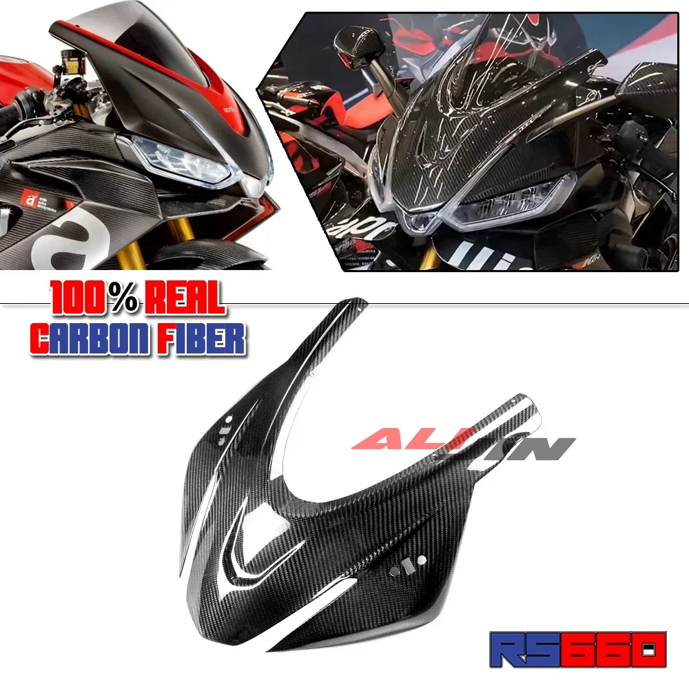 100% Real Dry Carbon Fiber Fit Aprilia RS660 RS 660 2021-2023 Motorcycle Front Fairing Nose Panel Cover Headlight Cowling