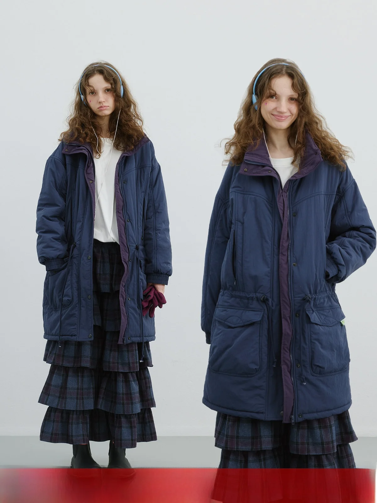 

Kokoasoko Color Blo Thiened Cotton Jaet Women's Mid-Length Winter Coat Loose Fit Casual Sle Polyester