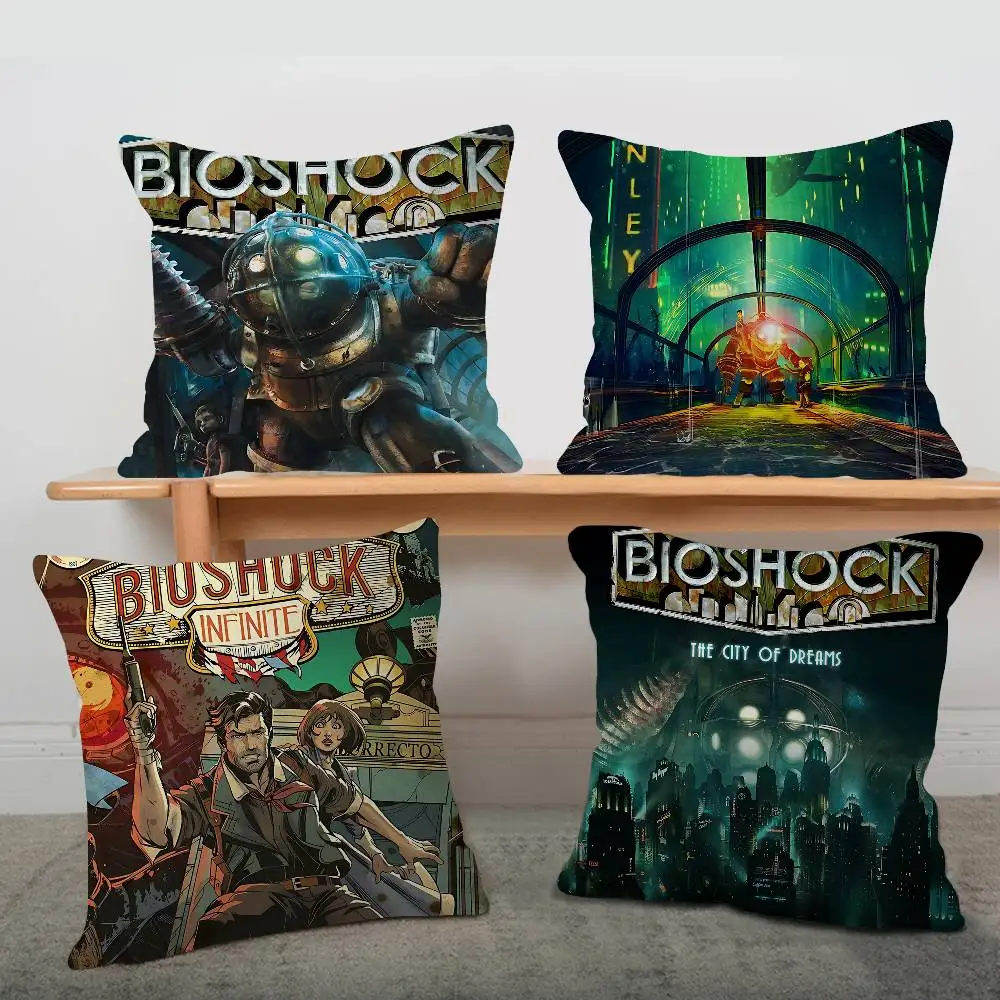 

Чехол для подушки в стиле ретро B-Bioshock R-Rapture, чехол для автомобильной подушки, чехол для дивана, автомобиля, рождественский подарок, 40x40 см, 45x45 см