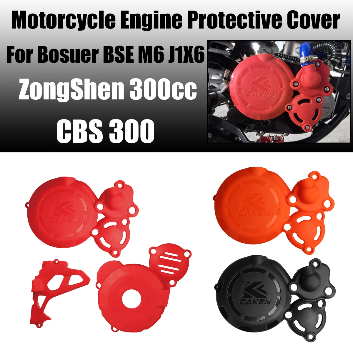 Motorcycle Engine Cover Clutch Cap Magneto WaterPump Guard Accessories  For Bosuer BSE M6 J1X6 ZongShen 300ccCBS300 CBS 300