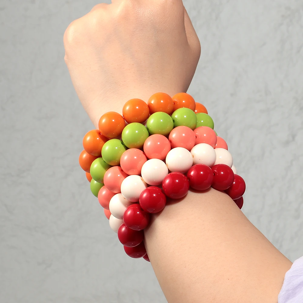 Böhmischer Trend, Acryl, bunte runde Perlen, Damen-Handarmbänder, Boho-Harz, stapelbare Perlen, dehnbares Armband, 2025, Schmuck, Geschenk – Detail 9