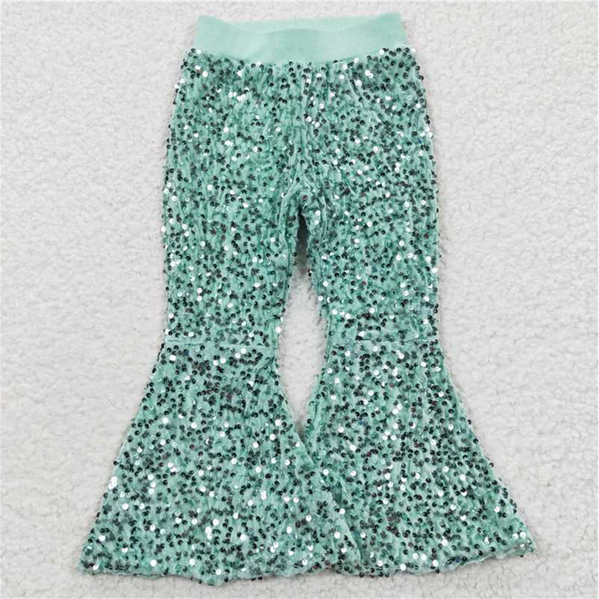 Wholesale Kids Fashionable Boutique Clothing Baby Girls Cute Real Sequins Soft Comfortable Children Bell Bottoms Pants Clothes