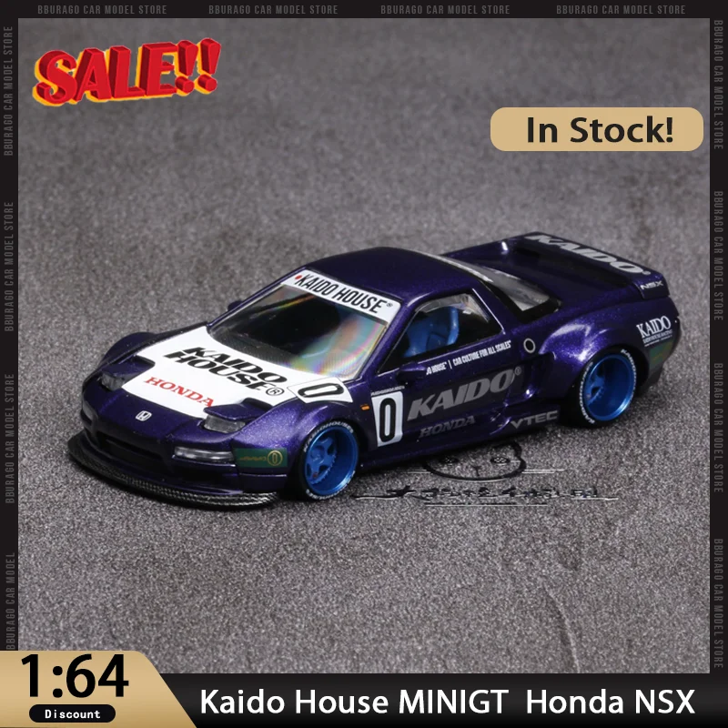 

Новый в наличии Kaido House MINIGT 1:64 Honda NSX KHMG173, миниатюрный сплав, литой под давлением Honda, статические фиолетовые украшения, игрушка на заказ, подарок для ребенка