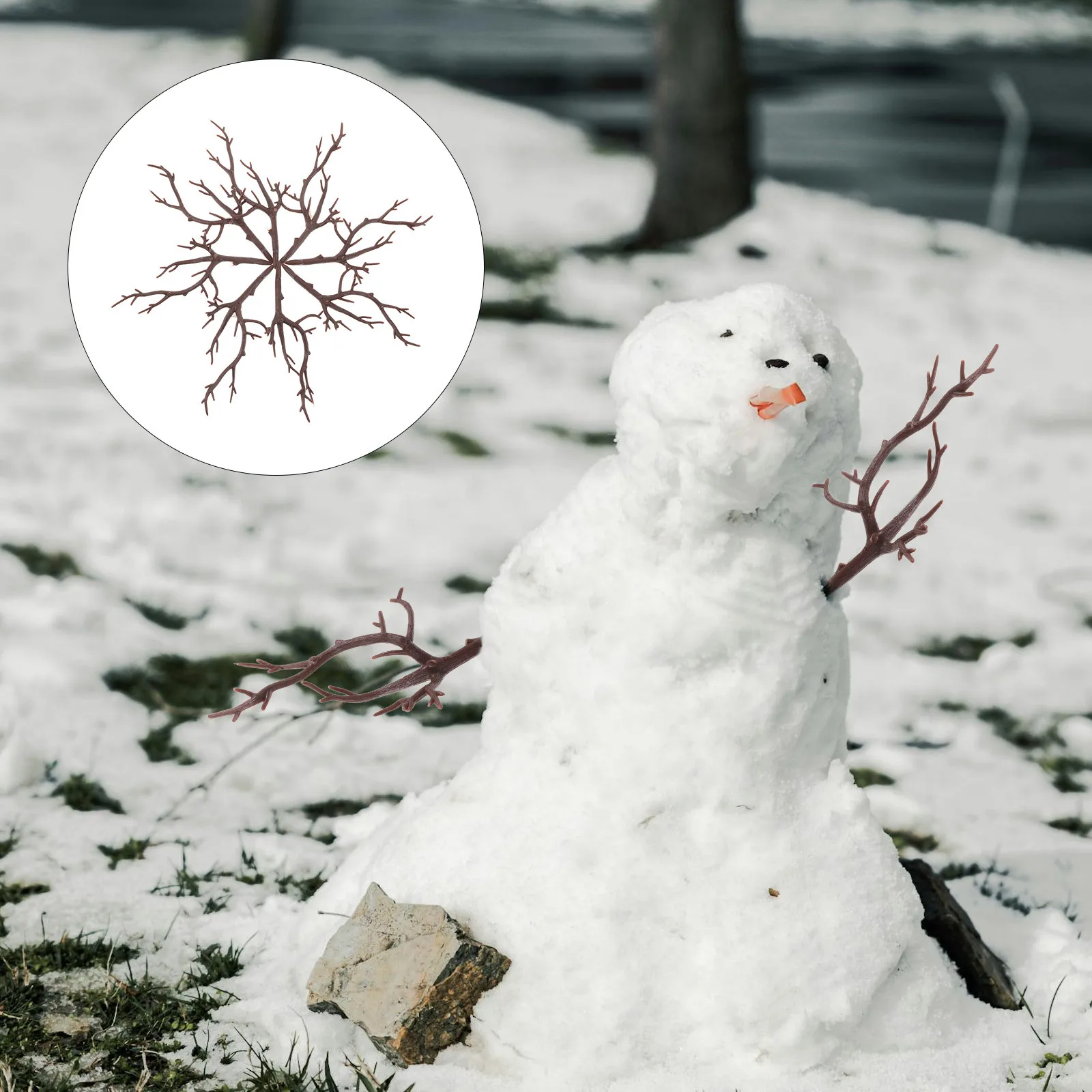 

20Pcs Plastic Christmas Artificial Antler Light Brown Dried Tree Branch DIY Snowman Ornament Reusable Decoration