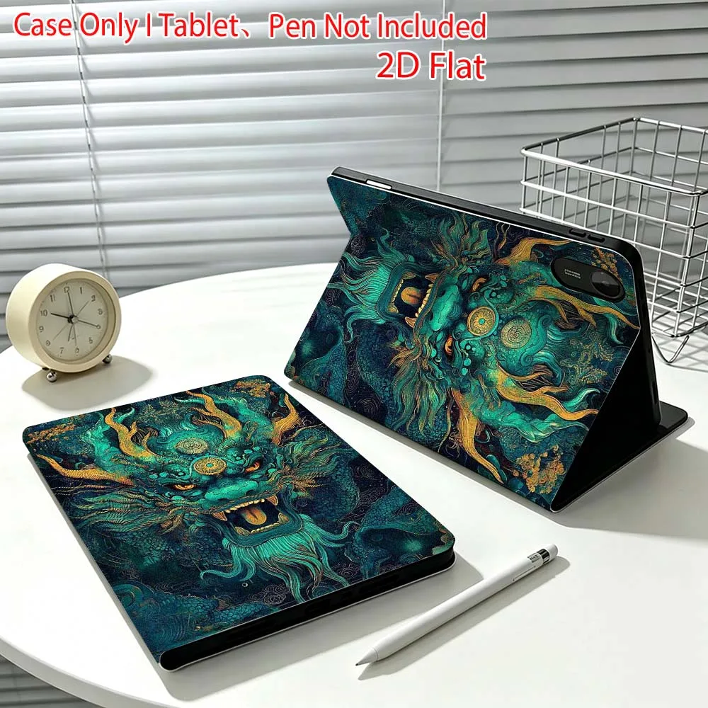 Green dragon pattern Fashion For Xiaomi Poco Redmi Pad 8 2 4 C1 6 6S 7 7S SE 9.7 14 11 11.2 Inch Pen Tray Tablet Case