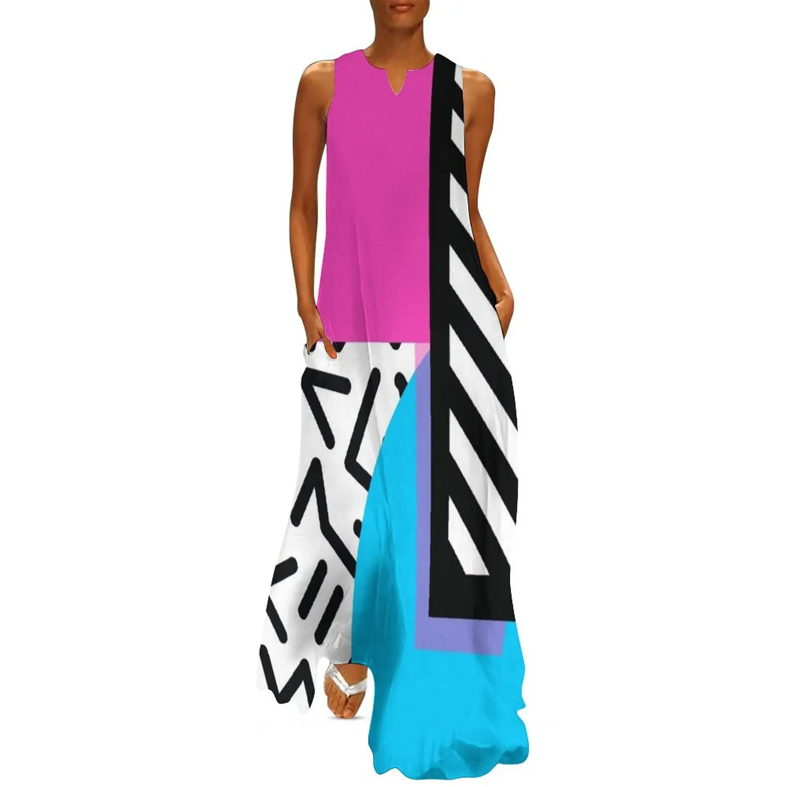 

Colorful Retro Memphis Abstract Long Dress Aesthetic clothing women clothes Dress