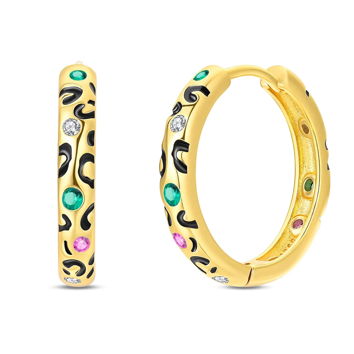 925 Sterling Silver Leopard Pattern Hoop Earrings Multicolor Zircon Earrings for Women Everyday Trendy Club Night Out Jewelry Gi