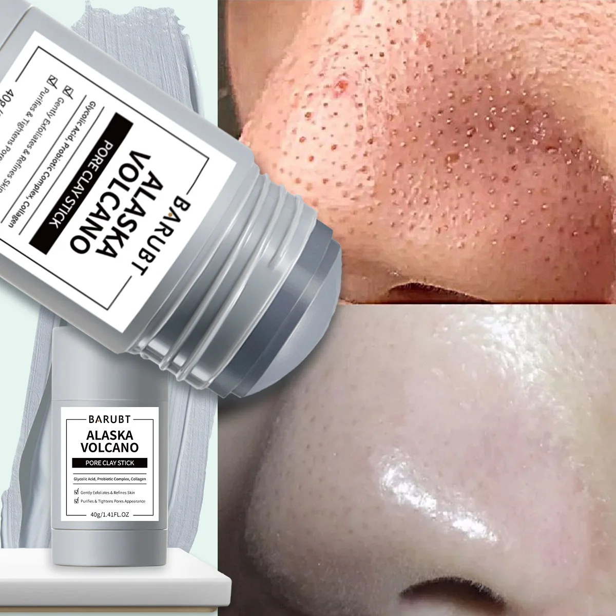 Alaska Volcano Mask Mugwort Cleansing Mask Stick Shrink Pores Acne Deep Blackhead Remover Facial Cleansing Moisturizing Mask 40g