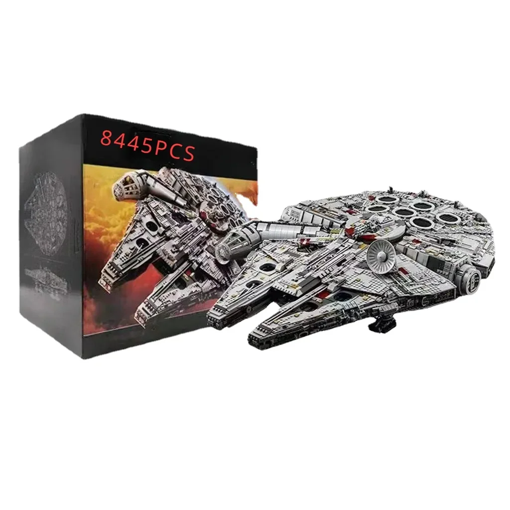 In stock 8445 PCS Falcon Ship Building Blocks Bricks Toys Compatible 75192 05132 Christmas Birthday Gifts