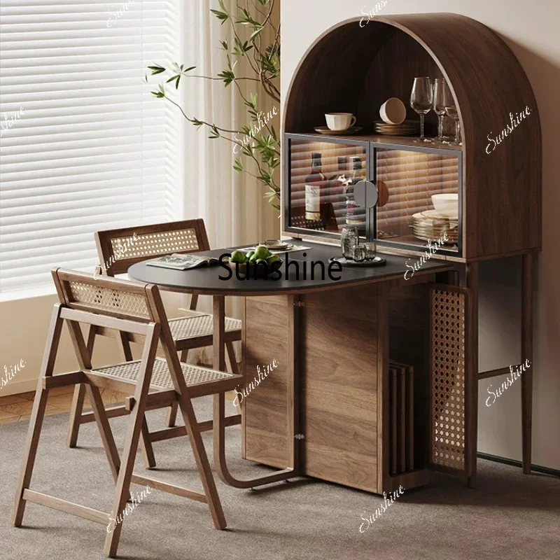 Multifunctional rock slab folding dining table Small apartment oval dining tableTJ