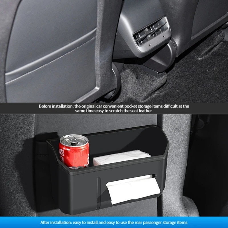 Rear Seat Backrest Storage Box Seat Tissue Box Clutter Storage Car Trash Can For Tesla Model Y Model 3 2022 2023