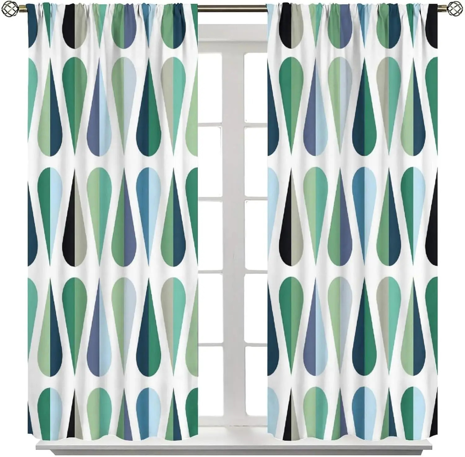 Mid Century Curtains, Modern Atomic Starburst Abstract Geometric Pattern Window Treatments for Bedroom Living Room,1950s 1960s V