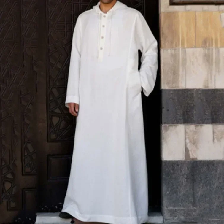 Uomini Semplice Stile Lungo Abito Musulmano Abaya Abito Lungo Arabia Saudita A Righe Abaya Marocchino Caftano Islam Dubai Arabo Musulmano 2024 S-5XL