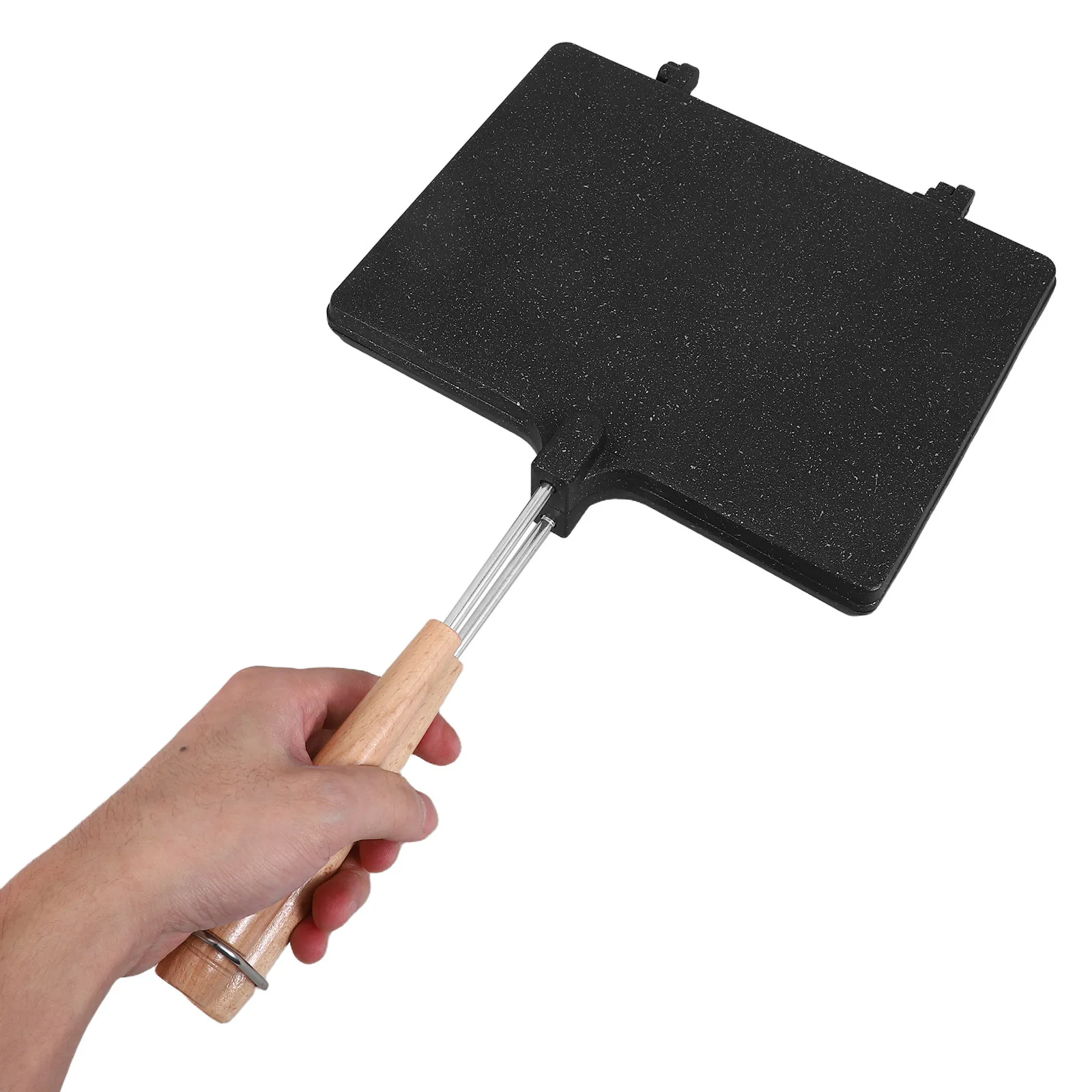 Sartén Doble para Sándwiches, para Desayunos, Parrilla para Estufa, Antiadherente, de Aluminio, Portátil, para Camping, para Huevos y Tortillas