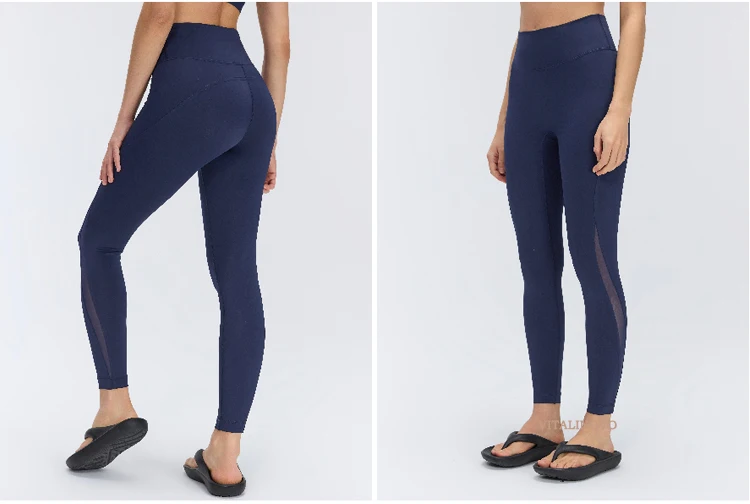 VITALINOVO Mesh-Leggings für Damen, hoch taillierte Yoga-Hose, Workout-Laufleggings, Fitness-Sportstrumpfhose mit Taschen, squatproof – Detail 2