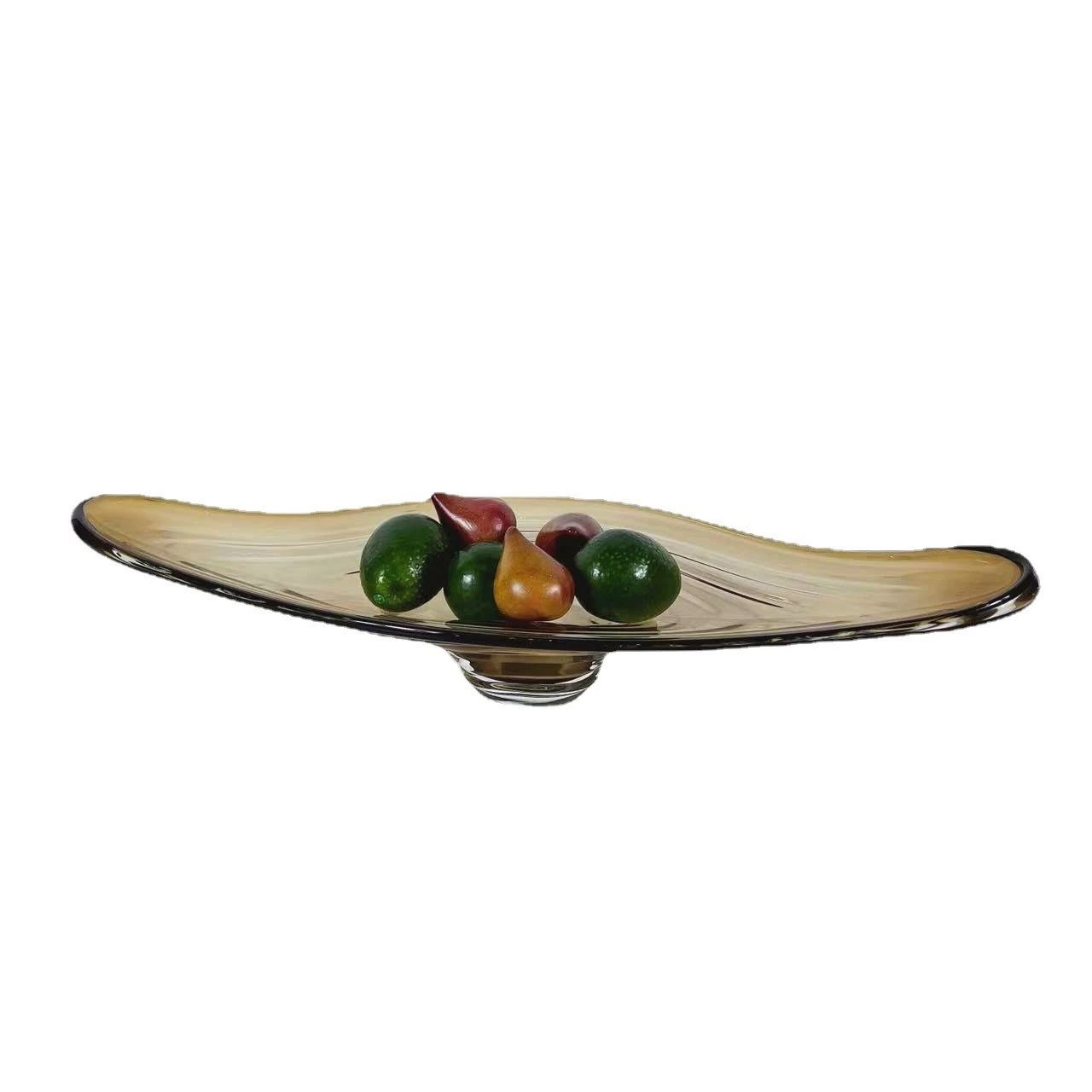 Glass Trays Irregular Elliptical Fruit Dishes Desk Storage Containers Brown Brown Glazed Fruit Plate Trays Decorative