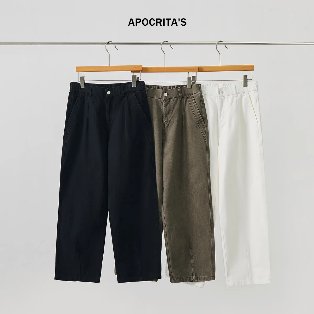 

Мужские повседневные хлопковые брюки прямого кроя, свободные, с эффектом потертости, универсальные, длинные, осенние, премиум-класса, молодежный стиль