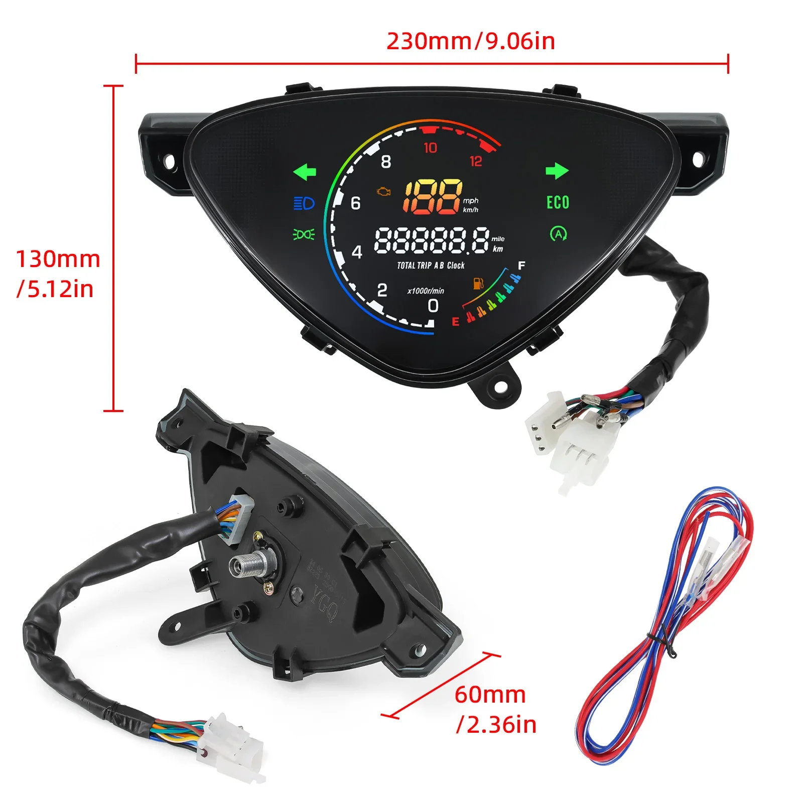 Speedometer Digital 0-12000R/min, instrumen sepeda Motor Dashboard Tachometer pengukur oli lampu sein untuk Yamaha mio100 sporty