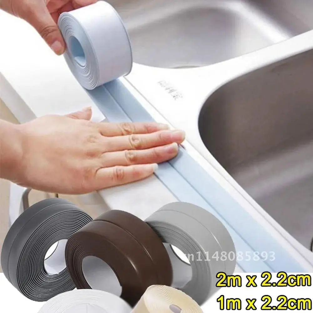 2021 2M*2.2CM  Bathroom Shower Sink Bath Sealing Strip Tape White PVC Self Adhesive Waterproof Wall Sticker for Bathroom Kitchen