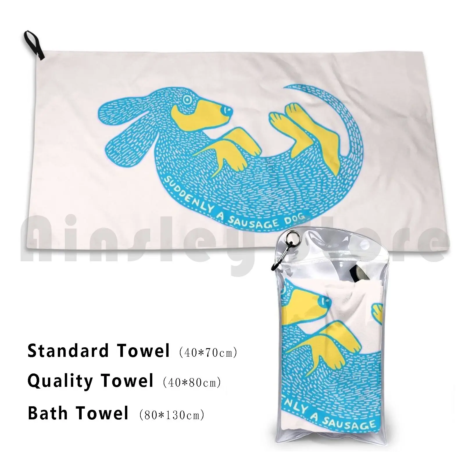 Suddenly A Sausage Dog-Hand Drawn Sketch Of A Blue Dachshund Puppy Custom Towel Bath Towel Dachshund