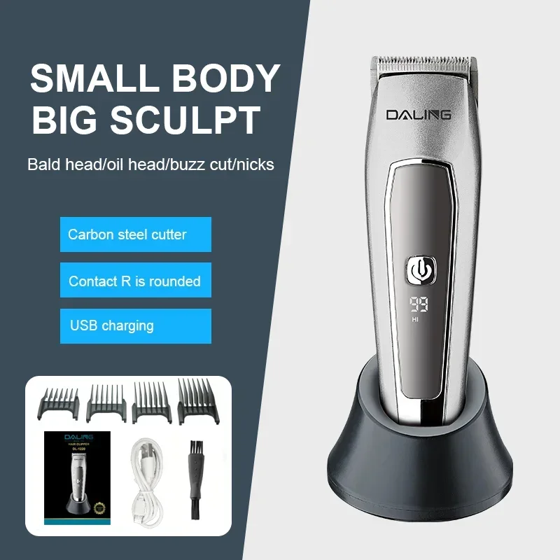 DALING DL-1220 Silent USB Charging household barber Electric Hair Clipper Stainless Steel Blade with Digital Display Screen