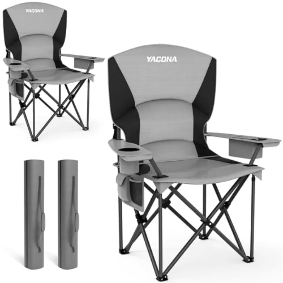 

Набор из 2 складных кемпинговых кресел увеличенного размера для взрослых, выдерживающих нагрузку до 204 кг, с мягким сиденьем, подлокотниками и подстаканником.