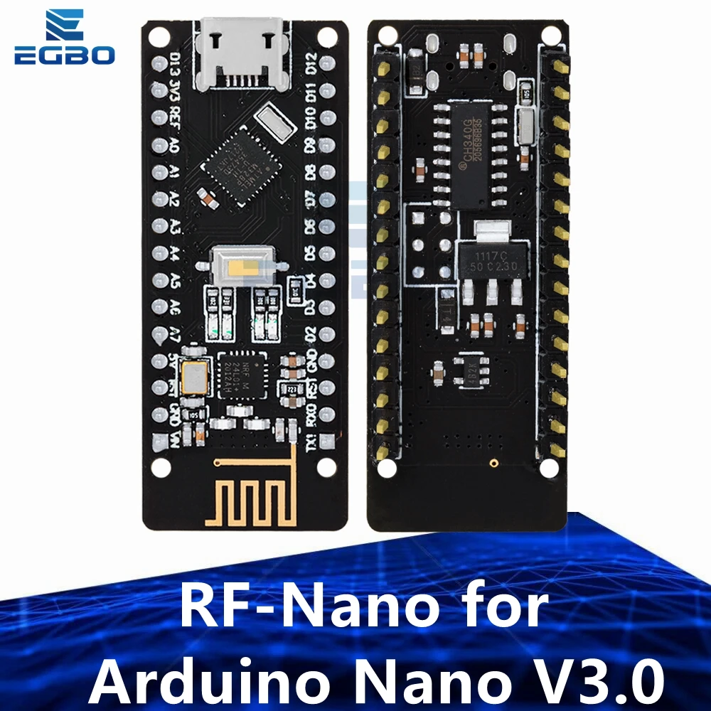 RF-Nano for Arduino Nano V3.0, Micro USB Nano Board ATmega328P QFN32 5V 16M CH340, Integrate NRF24l01+2.4G wireless