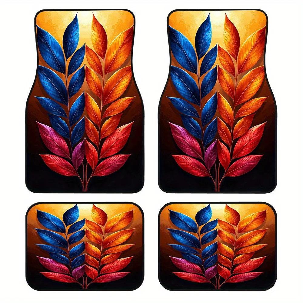 4pcs Autumn Leaves Elegance Car Mats, Fit For Trucks, Crossovers And Cars, Distinctive Pick For Interior Decoration Enthusiasts