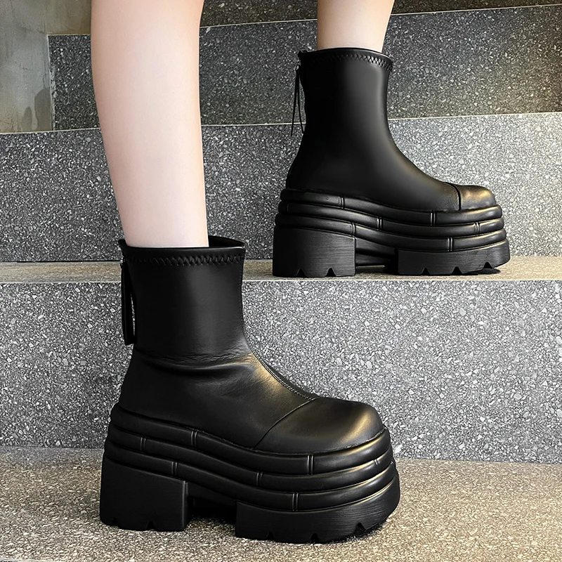 

Flats Women's Boots Designer Platform Shoes Ankle Short Boots Woman Winter 2025 Trend Walking Leather Shoes Chelsea Botas Mujer