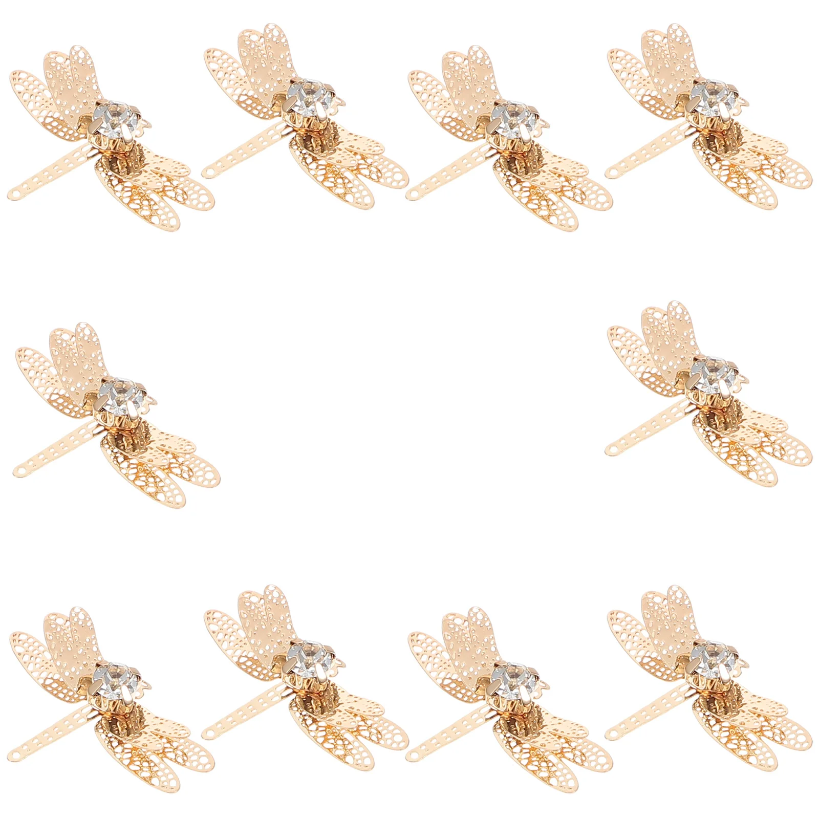 

10Pcs Rhinestone Hairpin Charms Copper Dragonfly Accessories DIY Craft Decor DurableVintage Style Hairclip Headdress