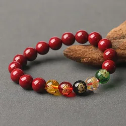 Good Luck Red Five Element Color Round Bead God of Wealth Blessing Bracelet Lovers Men Women Mom Gift Jewelry