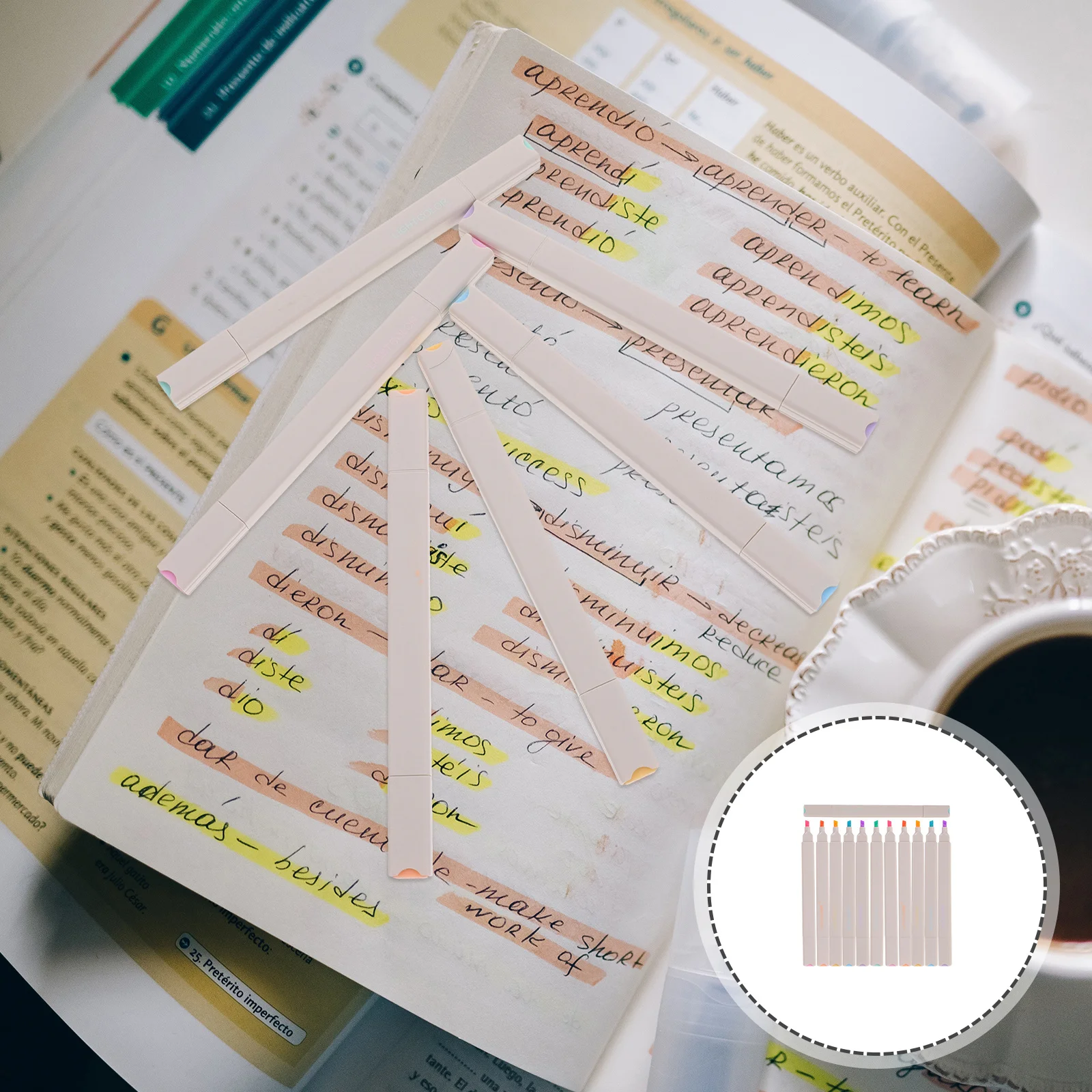 

12Pcs Student Marker Pens Double Head Highlighter Smooth Writing Study Book Markers School Scrapbook Portable Convenient Writing