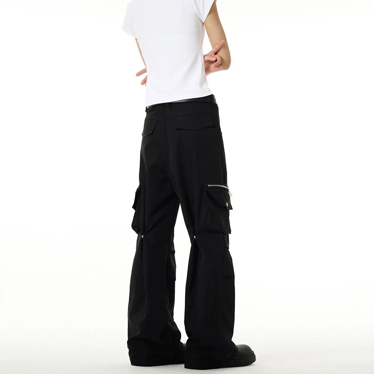 OR FL Design Sense Pleat American Paratrooper 100 Cotton Women Cargo Trousers Women's Trendy Brand Zipper Pocket Wide Leg Pants
