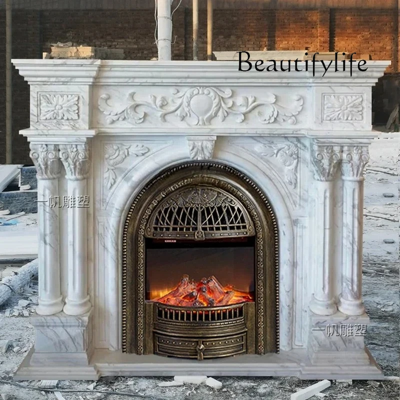 French marble fireplace stone carving fireplace marble fireplace living room decorative cabinet B06