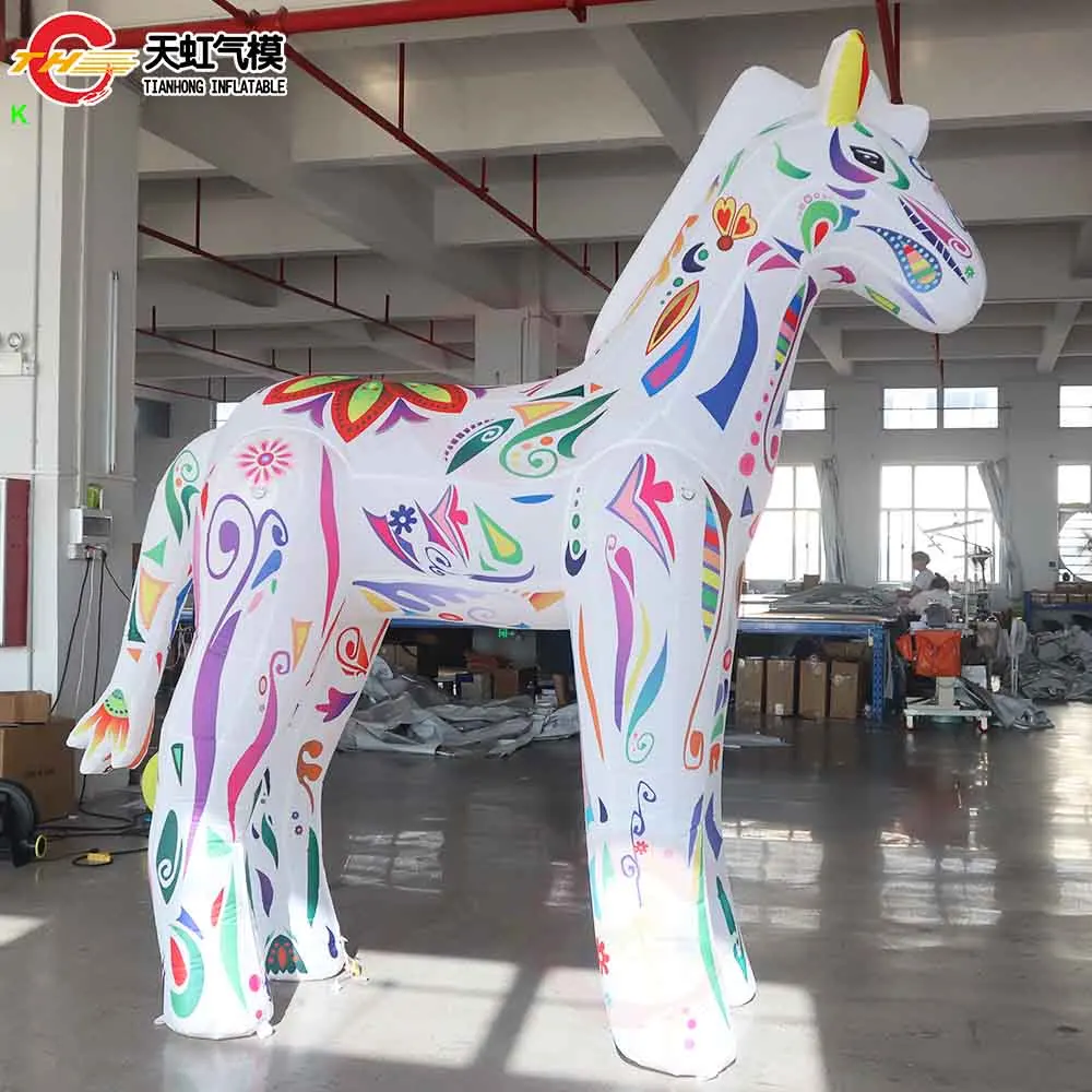 Envío rápido, modelo de caballo inflable gigante de lujo, globo de tierra de animales para explotar al aire libre para publicidad de decoración