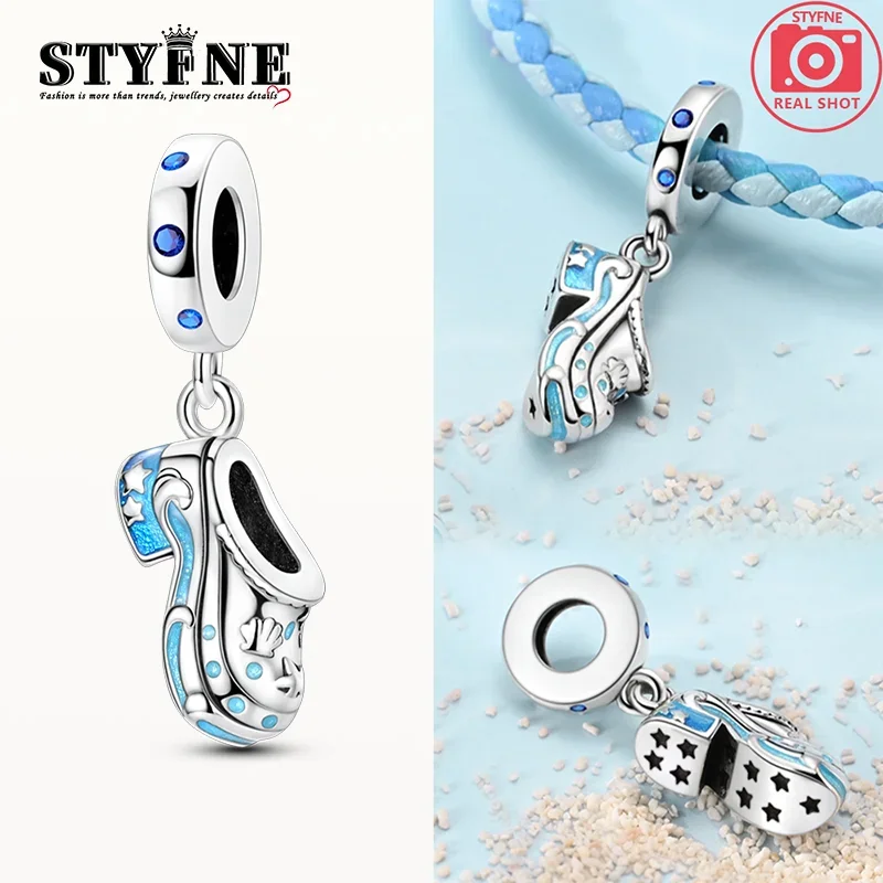 دلايات أصلية 925 فضية زرقاء المحيط شل كروكس المعلقات صالح دلايات بلاتا 925 أساور للنساء صنع المجوهرات هدايا ذاتية الصنع #2